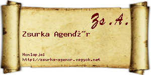 Zsurka Agenór névjegykártya